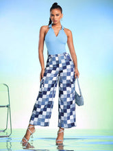DREAM28 Women's Plaid Printed Simple Wide-Leg Pants